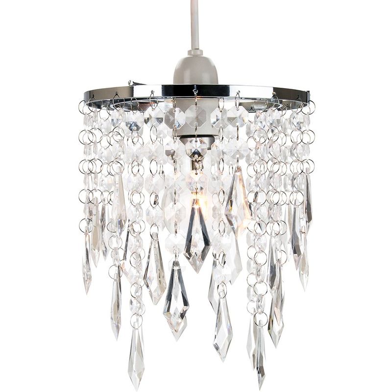 Modern Waterfall Design Pendant Shade with Clear Acrylic Droplets and Beads by Happy Homewares