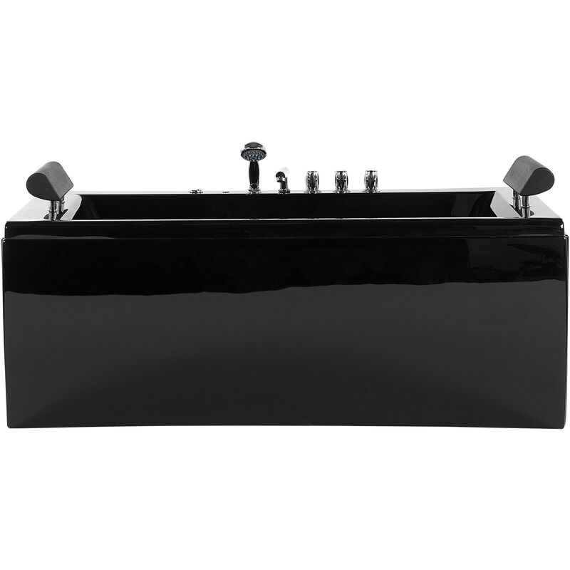 Modern Whirlpool Bath Black Acrylic Faux Leather Headrests Hot Tub Montego