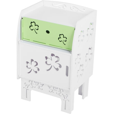 Modern White Bedside Table Night Stand Storage Cabinet for Living Room Bedroom Decor