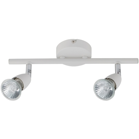 Set Of 6 Matt White Chrome 2 Light Ceiling Spotlight Bars 80762x6