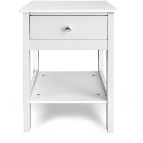 Modern White Wooden Bedroom Bedside Table Nightstand Cabinet Storage Drawers Shelf