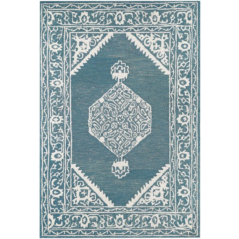Beliani Rug Gevas Blue 140 X 200 Cm Wool
