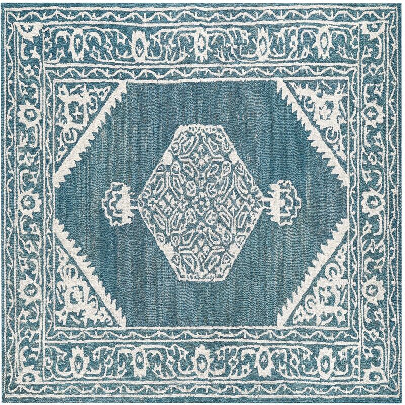 Beliani - Modern Wool Rug Oriental Pattern 200 X 200 Cm Living Room White Blue Gevas
