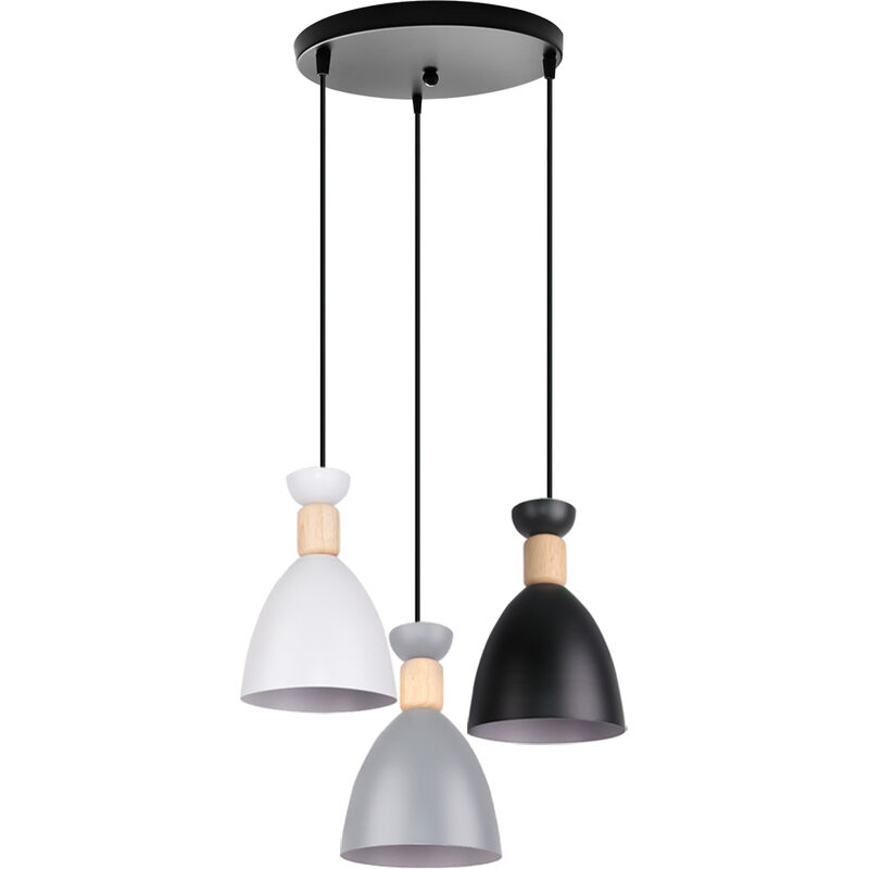 Wottes - Modern Wrought Iron Industrial Pendant Lamp Adjustable Living Room Bedroom - nero / bianco / grigio