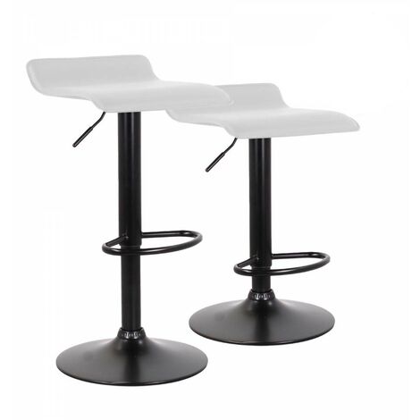 COMPRALO NEW Moderna Eco Hocker Weiß 2-teiliges Set mit Gaslift aus Kunstleder Mod. Ischia Base Schwarz