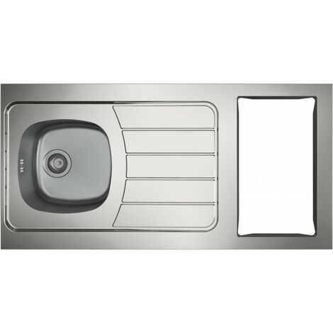 Moderna – Évier inox 1 cuve 1 égouttoir – Découpe domino 100x60 – Type à poser – Matériau durable pour cuisine moderne