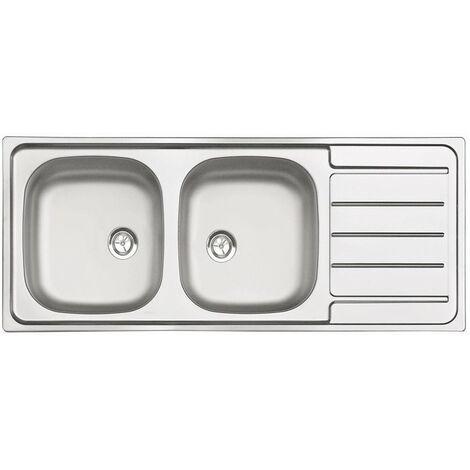 Moderna – Évier inox à encastrer 2 cuves 160mm profondeur – Épaisseur 7/10mm – Bac à laver pour cuisine professionnelle