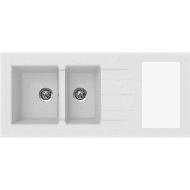 Vier pour cuisinette 140 cm ontario en résine blanc moucheté - Moderna