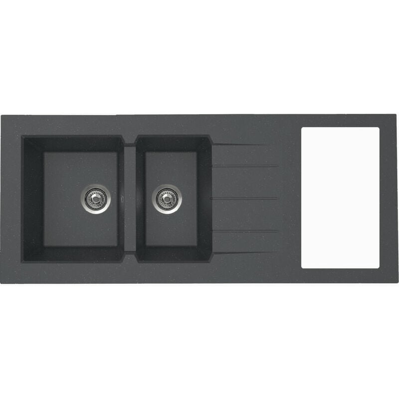 MODERNA Évier pour cuisinette 140 cm ONTARIO en résine noir pailleté