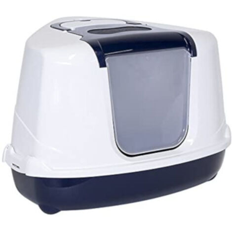 Moderna katzentoilette Ecke Flip 56 x 45 cm dunkelblau/weiß