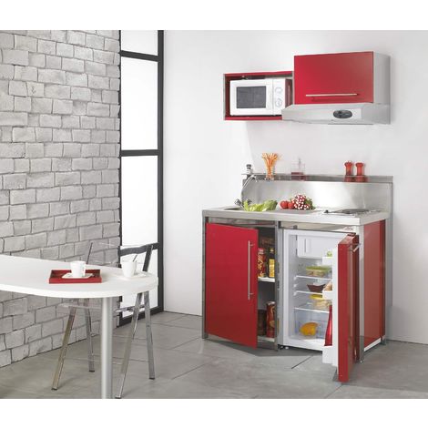 MODERNA Kitchenette complète METALLINE 120x60 Rouge Carmin