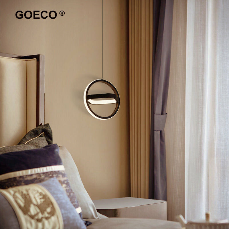 Image of Goeco - Moderna lampada a sospensione quadrata rotonda a led Camera da letto Soggiorno Cucina Ristorante Illuminazione interna Lampada a sospensione