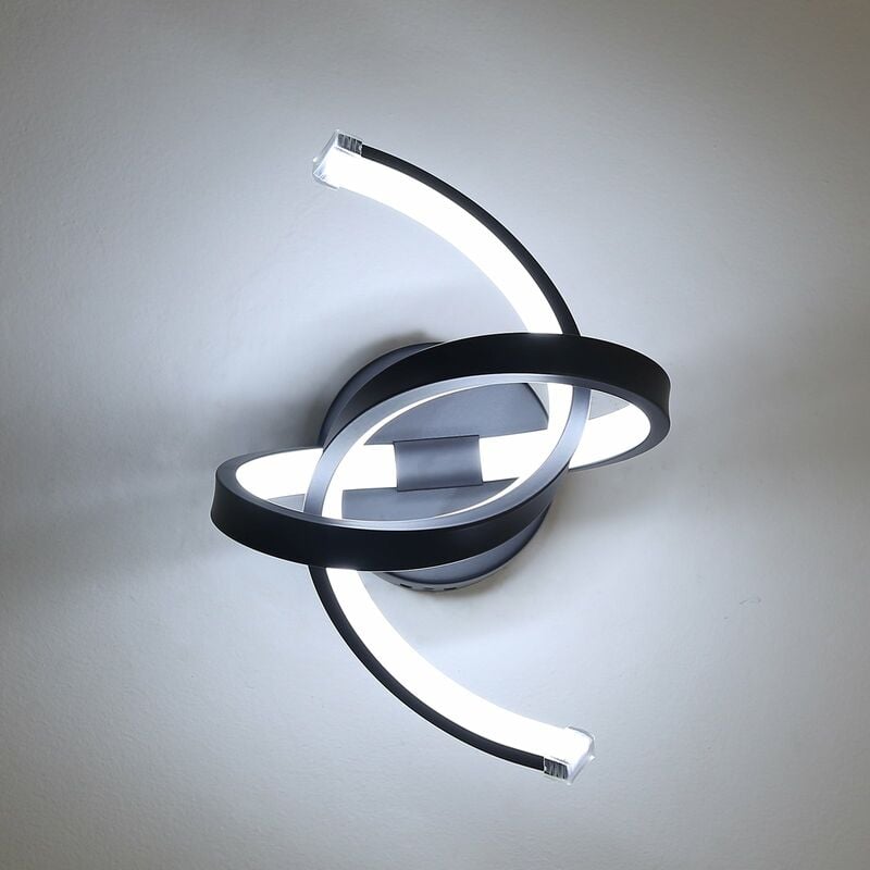 Image of Lampada da Parete Moderna 20W 2000LM Applique Led da Parete Interno Spirale 6000K Nero Luce Fredda Lampada a Muro Creativa in Acrilico per Camera da