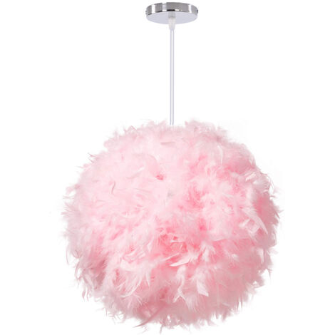 Moderna Lampadario da Soffitto Piuma e27 Rosa Rotonda Soffitto Light Fixture per Camera da Letto Soggiorno Cabina armadio Ø35CM