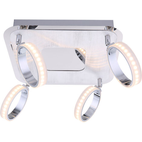 Moderna luce di soffitto del LED cromo, alluminio anelli in cromo satinato con anelli acrilici 5W Globo IDAHO 56.043-4