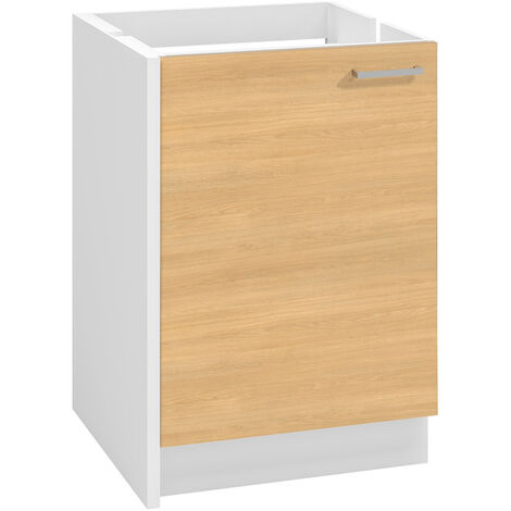 Moderna – Meuble bas ONELIA 60 cm mélaminé 16mm chêne – Dimensions 60x60x86 cm – 1 porte – Fabrication française – Nettoyage facile