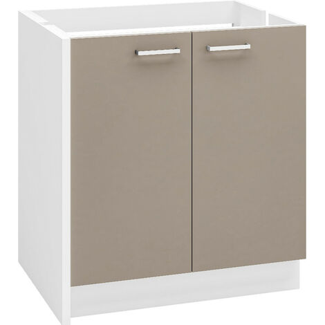 MODERNA Meuble bas ONELIA 77 cm mélaminé 16mm ARGILE + 1 jambage, emplacement lave-vaisselle