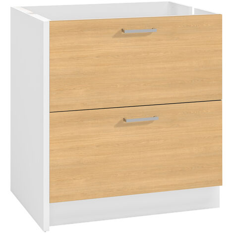 MODERNA Meuble bas ONELIA 80 cm mélaminé 16mm CHÊNE S 2 tiroirs