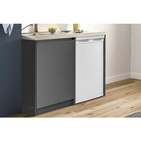 Moderna – Meuble bas URBAN 120 cm en mélaminé 16mm anthracite – 1 porte – Étagère intégrée – Pieds réglables jusqu'à 15mm