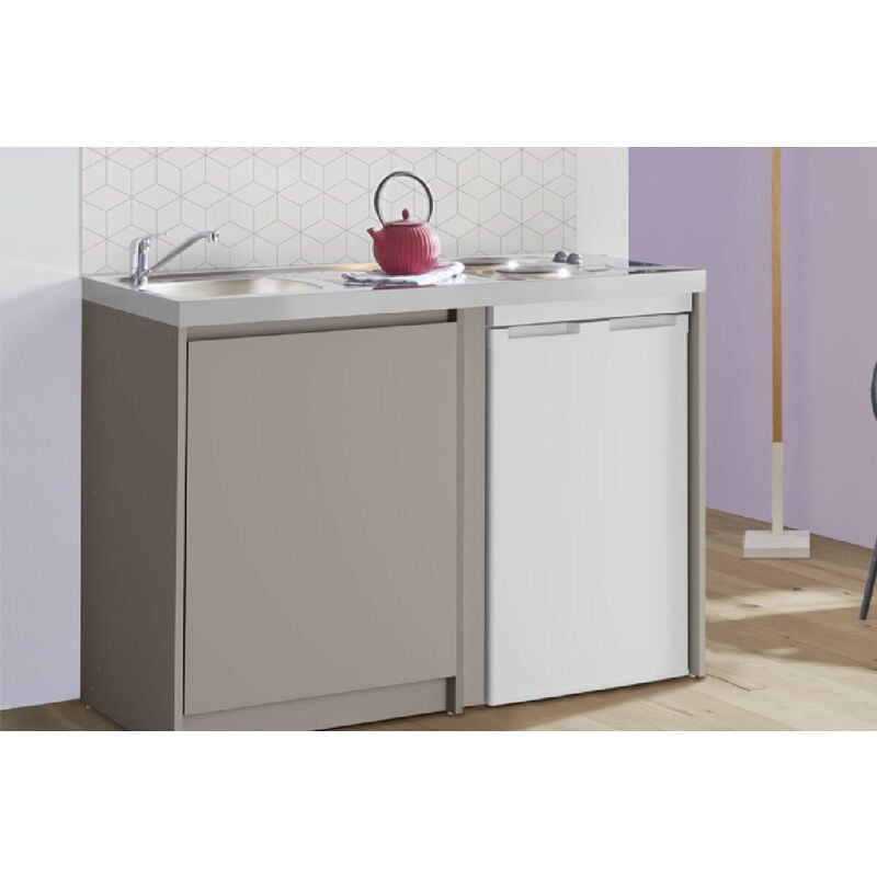 Meuble bas urban 120 cm mélaminé 16mm argile 1 porte, 1 joue, 1 étagère - Moderna