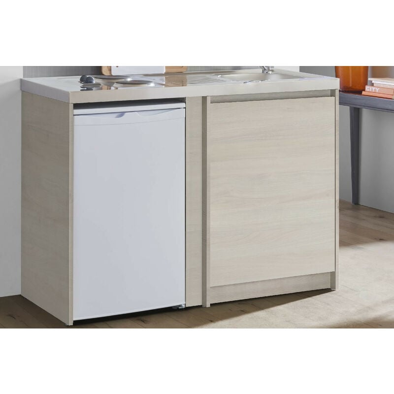 Meuble bas urban 120 cm mélaminé 16mm chene gris 1 porte, 1 joue, 1 étagère - Moderna