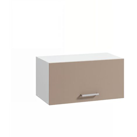 Moderna – Meuble haut ONELIA en mélaminé argile 16mm – Dimensions L60 x H30 x P35 cm – 1 abattant avec charnières amorties – Compatible hotte casquette