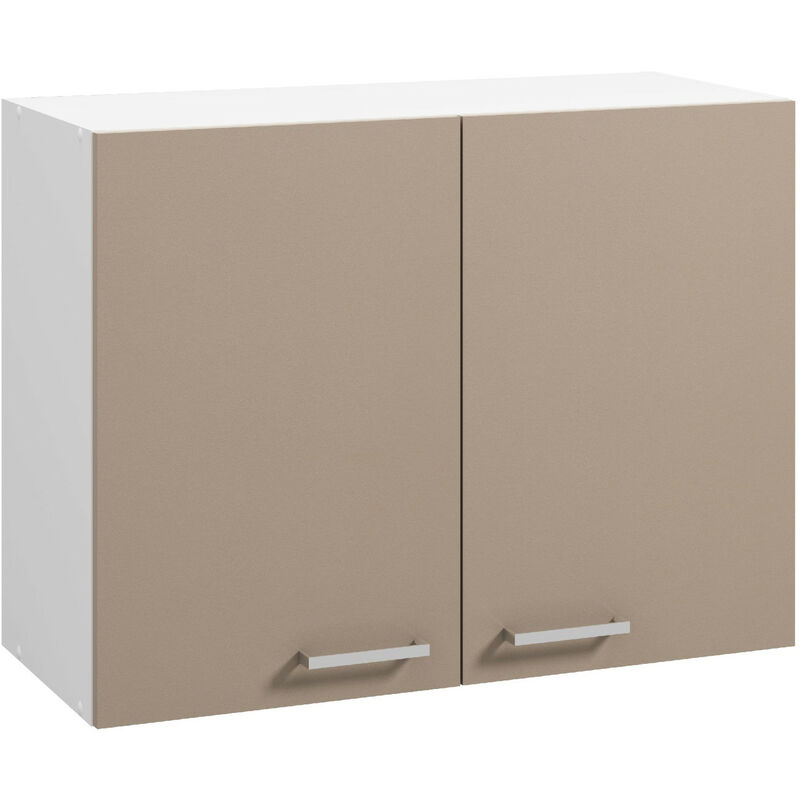 Moderna - Meuble haut onelia, mélaminé argile 16mm, L80 cm, 2 portes + 1 étagère