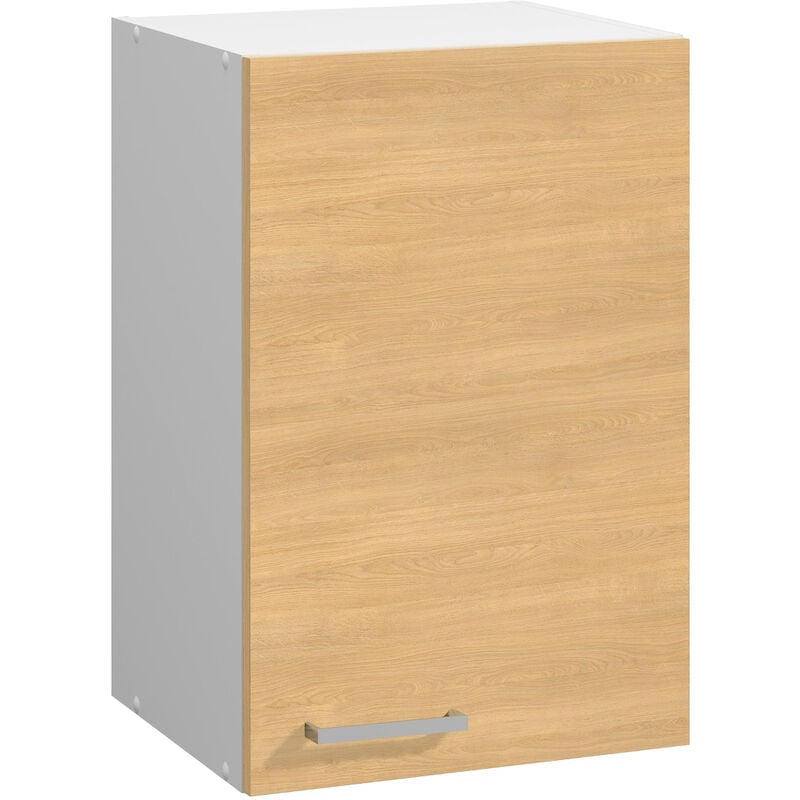 Meuble haut onelia, mélaminé chêne s 16mm, L40 cm, 1 porte + 1 étagère - Moderna