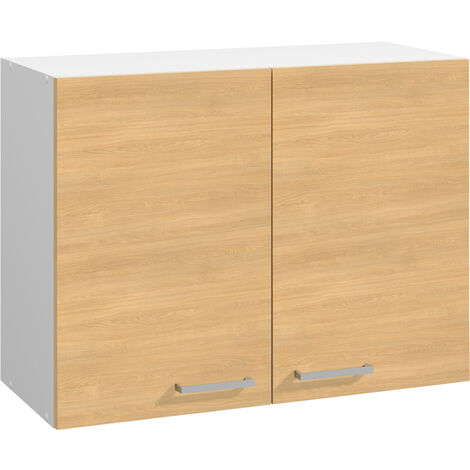 MODERNA Meuble haut ONELIA, mélaminé CHÊNE S 16mm, L80 cm, 2 portes + 1 étagère
