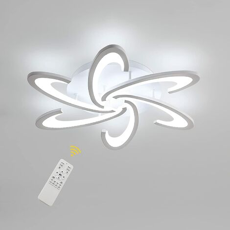 Moderna Plafoniera LED Dimmerabile, 54W Lampada da Soffitto Forma di Fiore Design, Metallo Acrilico Petalo Lampadario a 6 teste con Telecomando per Camera da Letto, Soggiorno, Sala da Pranzo … (70cm)