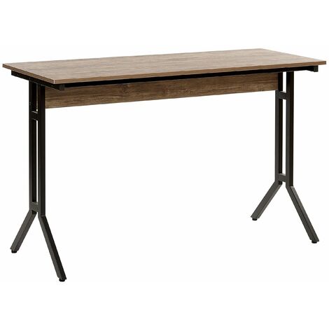 Moderna Scrivania da Ufficio Stile Industrial in Legno Scuro 120 x 48 cm Creek