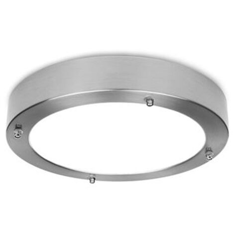 Moderne 12 Watt LED Deckenleuchte fürs Bad aus gebürstetem Stahl & Glas, IP44
