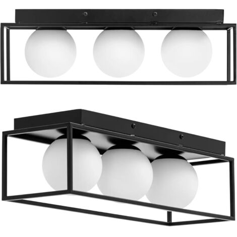 Moderne 3-flammige E9-Deckenlampe - Glaskugeln im Rahmen
