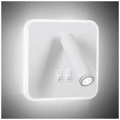 Moderne 8W LED Wandleuchte mit 350° Schwenkschalter 3W LED Wandleuchte für Schlafzimmer Wohnzimmer Nachttisch, 6000K Weiß
