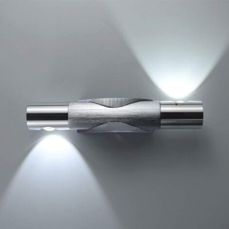Moderne Aluminium-Wandleuchte, 6 W, Innenbeleuchtung, 360° drehbar, nach oben und unten gerichtete Beleuchtung, ideal für Schlafzimmer, Flure, Wohnzimmer, Hotels, kaltweißes Licht [Leuchtmittel enthal