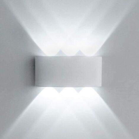 Moderne Applique Murale LED Interieur Aluminium , Blanc Lampe Murale Up Down LED pour Chambre Salon Couloir Porche Escalier Maison - 6W Blanc Froid