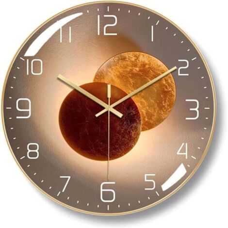 Moderne Art-Deco-Wanduhr aus Metall, 30 cm – geräuschlos – für Wohnzimmer, Schlafzimmer, Büro, Arbeitszimmer