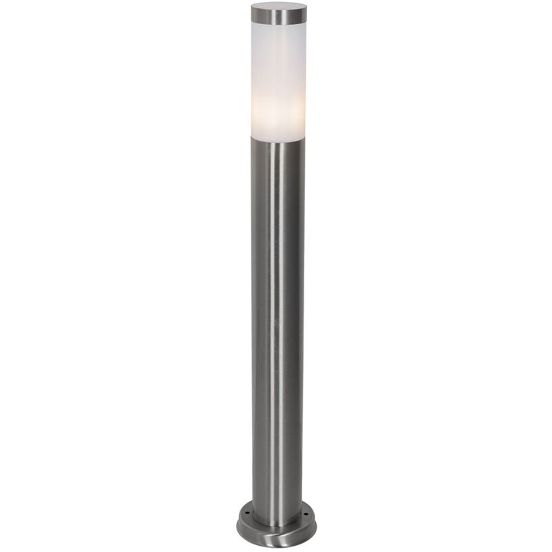 Qazqa Moderne Außen-mastleuchte Stahl Mit Opal 80 Cm Ip44 - Rox