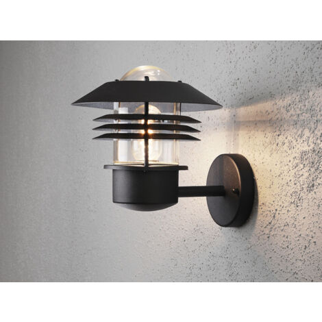 Moderne Außen Wandlaterne MODENA stehend, Aluminium Schwarz, Höhe 23cm