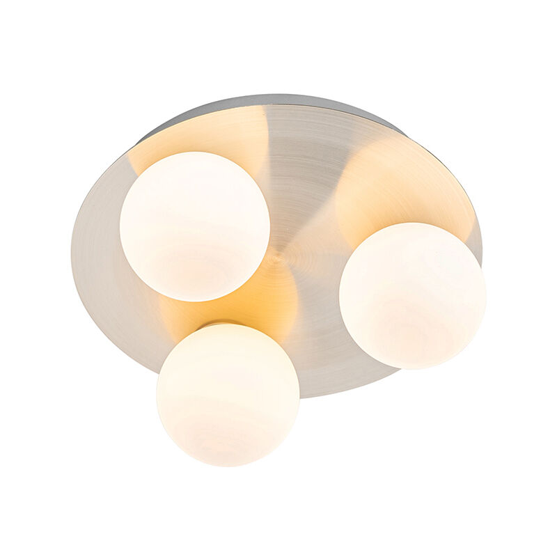 Modern bathroom ceiling lamp steel 3-light - Cederic - Steel