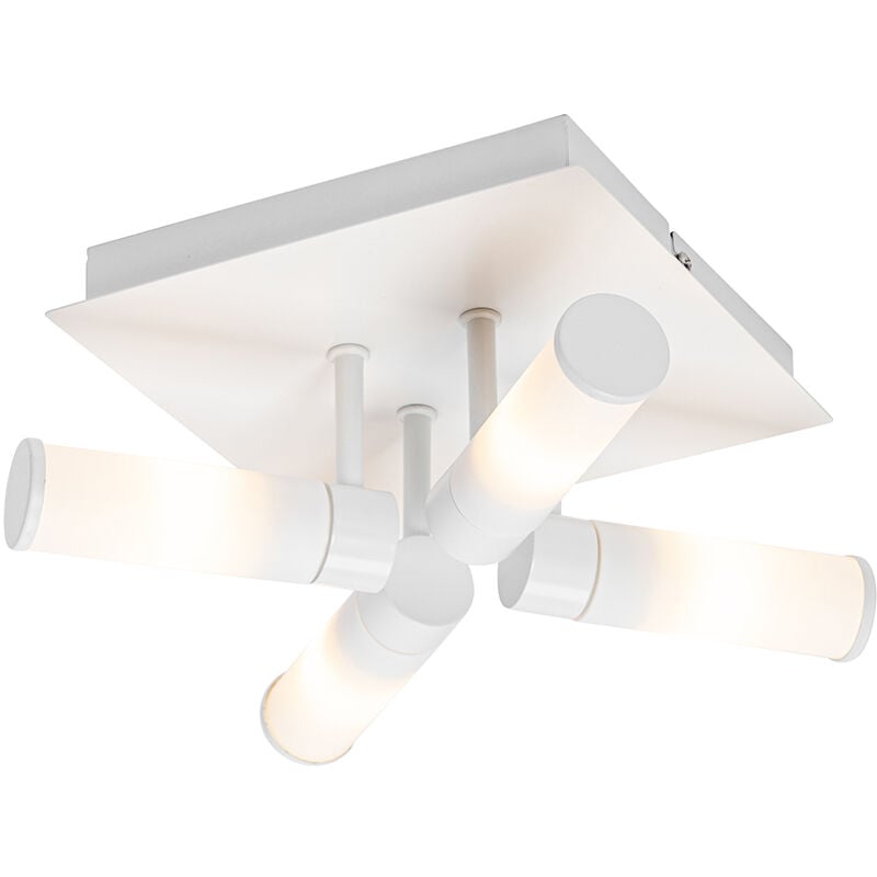 Modern bathroom ceiling lamp white 4-light IP44 - Bath - White
