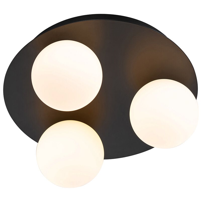 Modern bathroom ceiling lamp black 3-light - Cederic - Black