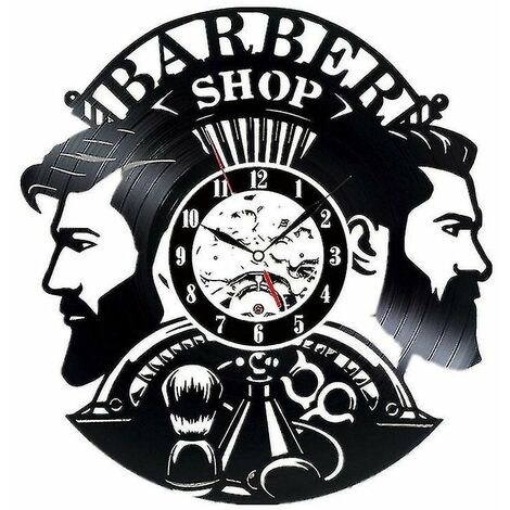 Moderne Barbershop Décoration Disque Vinyle Horloge Murale Pour Barber () Ruikalucky