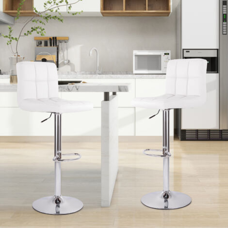 Moderne Barhocker 2er-Set  mit Rückenlehne & Fußstütze – höhenverstellbar, geeignet für Kücheninseln & Bartresen,Weiß