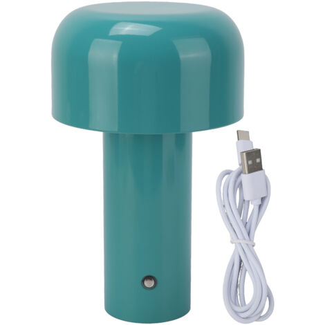Moderne blaue Pilz-USB-Schreibtischlampe, wiederaufladbar, kleines Nachtlicht für Bar, Restaurant, Schlafzimmer