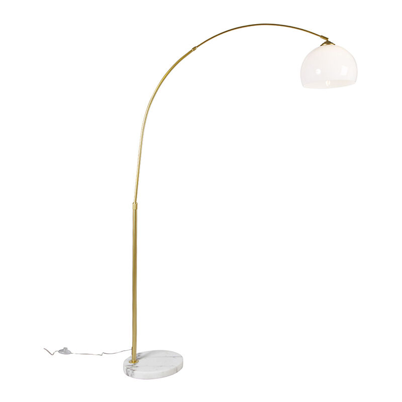 Modern arc lamp brass with white shade - Arc Basic