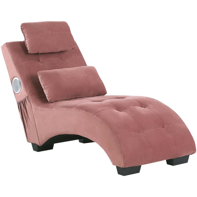 Beliani Chaiselongue Rosa Samtstoff Bluetooth Lautsprecher Usb Port Modernes Design Glamouröser Edler Stil Relaxliege Für Wohnzimmer
