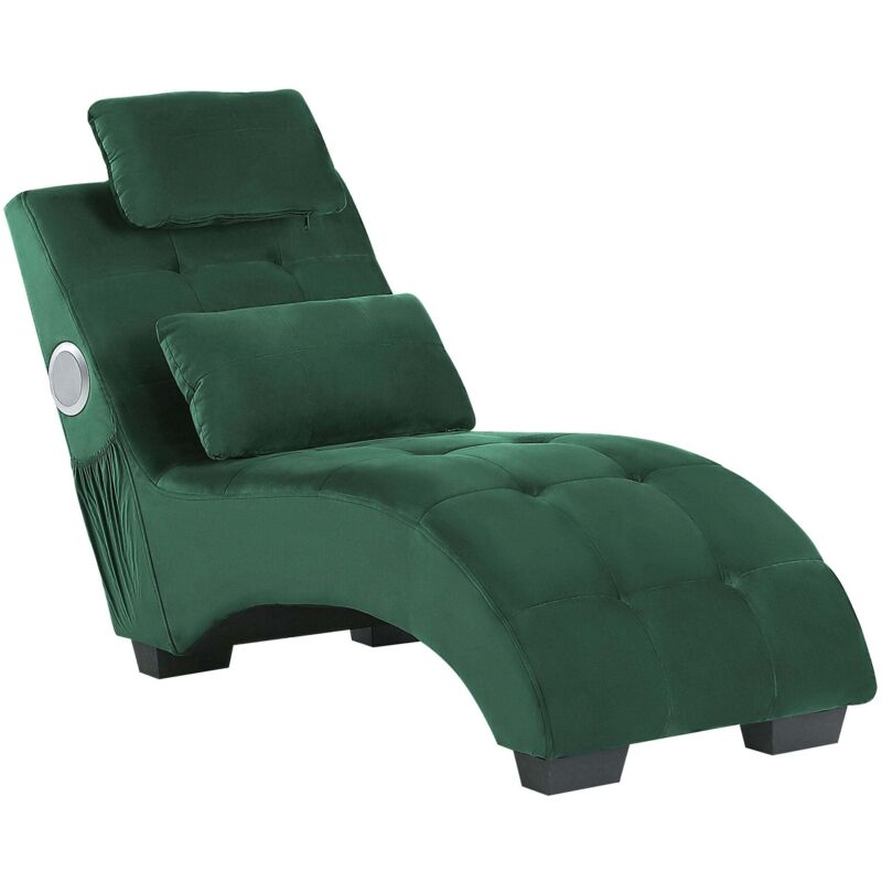 Beliani Chaiselongue Simorre Samtstoff Smaragdgrün Mit Bluetooth-lautsprecher