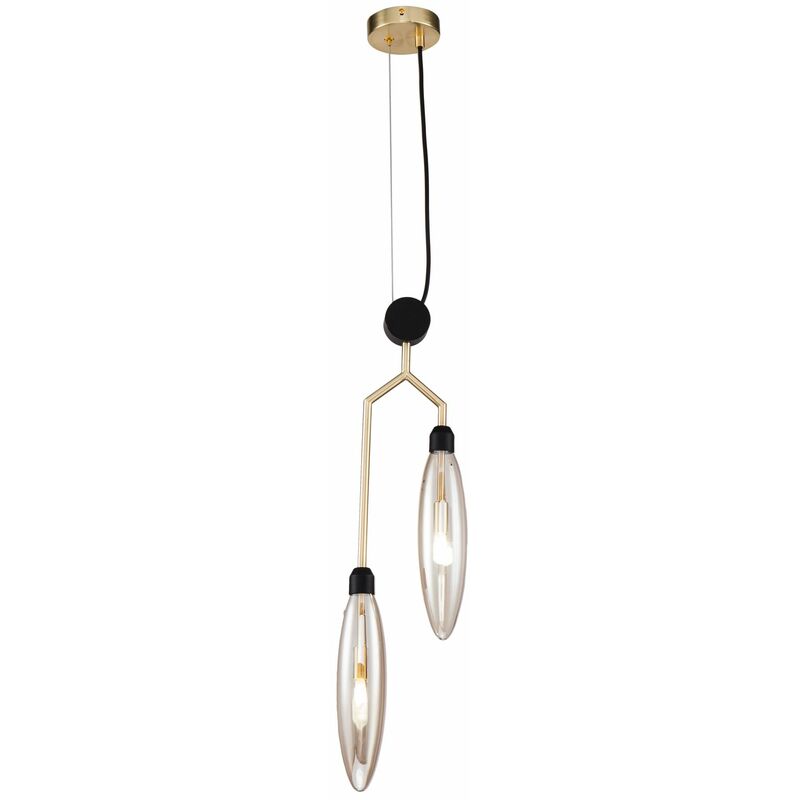 Maytoni Decorative Lighting - Moderne Deckenleuchte aus Metall, 2-flammig, Glasschirm bernstein, 2 X G9 (28W)