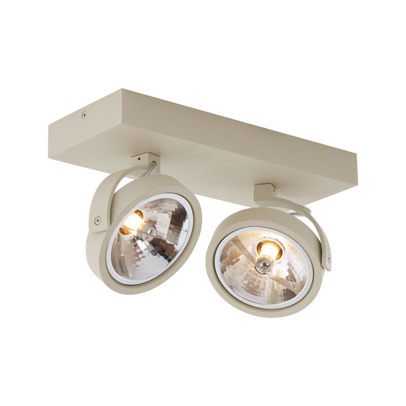 Qazqa Moderne Deckenleuchte Beige G9 Rund Schwenk- Und Neigbar 2-flammig - Go